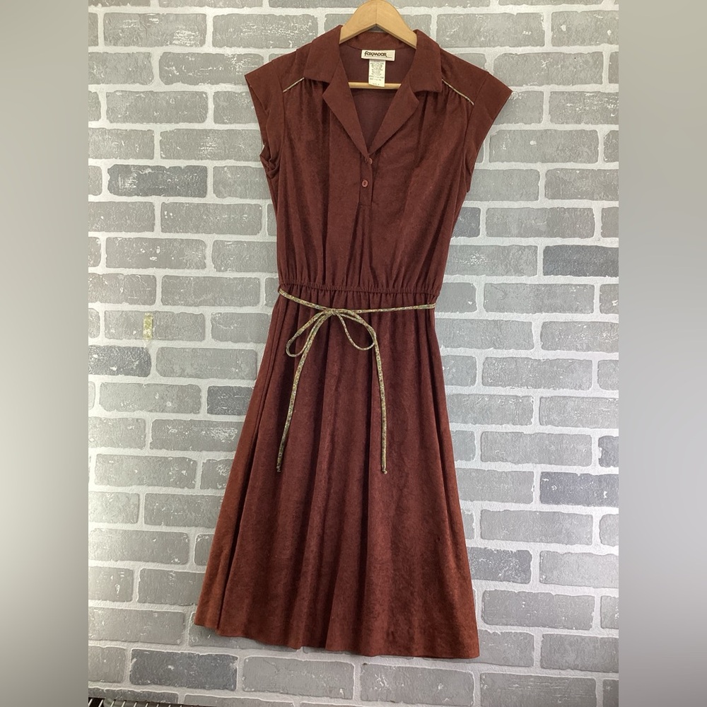 Vintage 70’s‎ Foxmoor Brown Terry Belted Dress Size 9